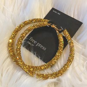 Gold Glitter Hoops
